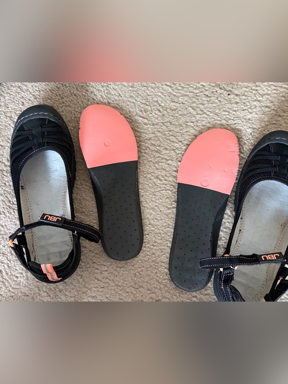 JBU by Jambu Women’s Black & Coral Strap Sport Sandals - Land or Water - Picture 8 of 8